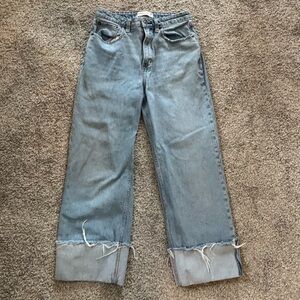 Abercrombie Curve Love Light Blue Cuffed Denim Jeans